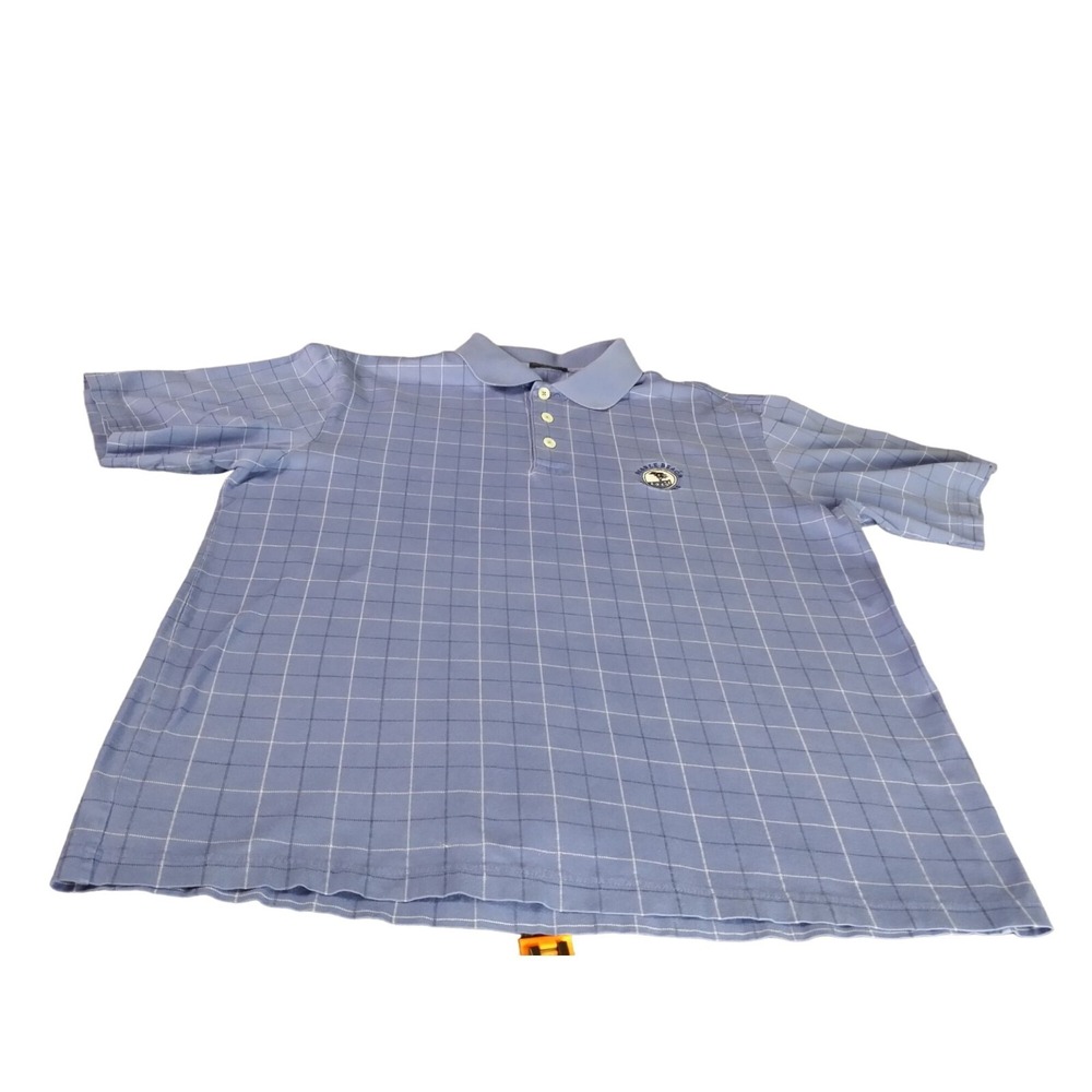 Pebble Beach Golf Links Mens Sz M Blue Plaid Polo Shirt Short Sleeve Casual Top